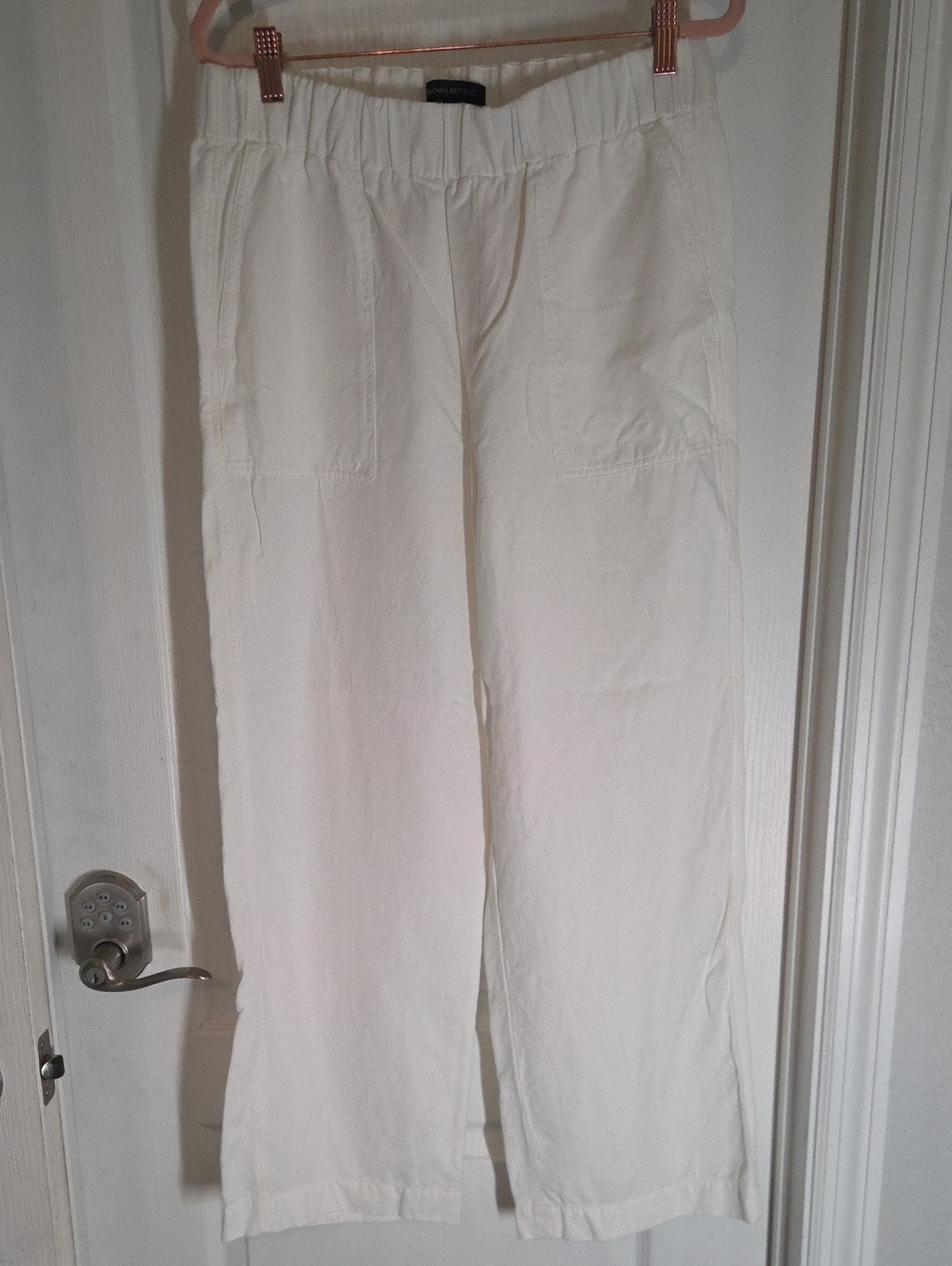 Banana Republic Cream Wide-Leg Linen-Blend Pants